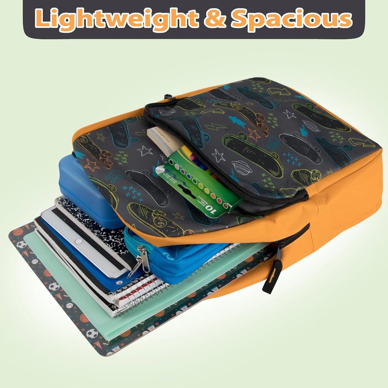 Trailmaker Fun School Backpack for Elementary Middle School Girls and Boys | 17 Inch Printed Backpacks for School Kids, Travel (Fun at the Skatepark) - Image 2